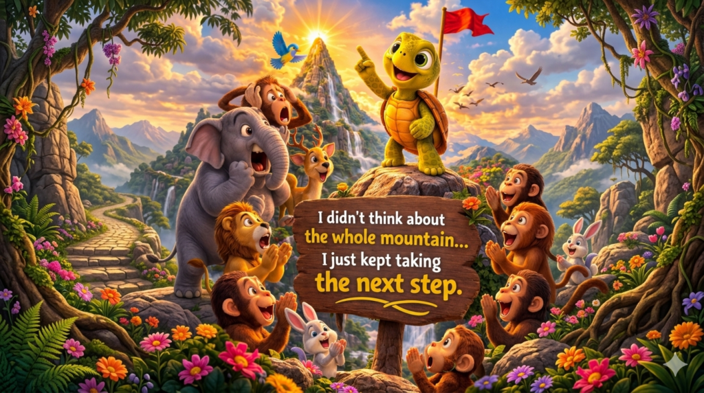 Turtule explaining his wise thought
