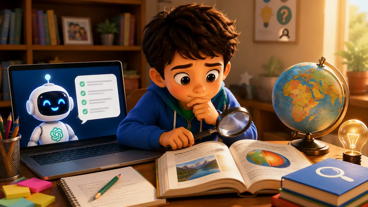 Balance AI with Real Life Child balancing AI learning with books play and real-life activities