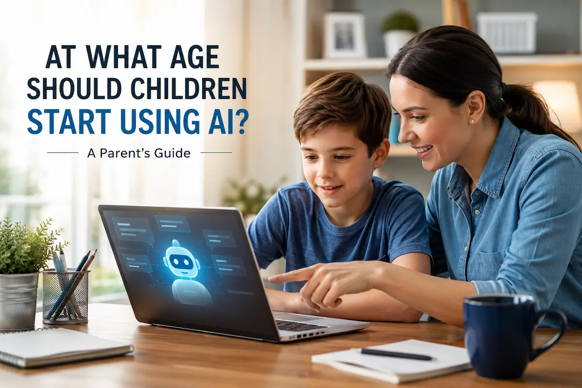 Parent guiding a child on how to use AI safely