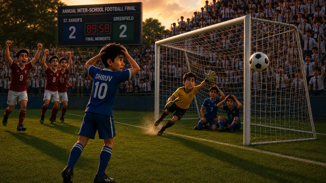 Dhruv Misses the Decisive Shot in Football Final